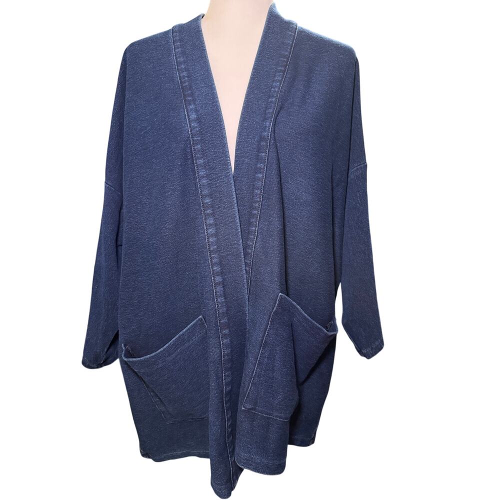 Lucky Brand Indigo Blue Chore Coat Jacket, Cottagecore Lagenlook, Women's XL